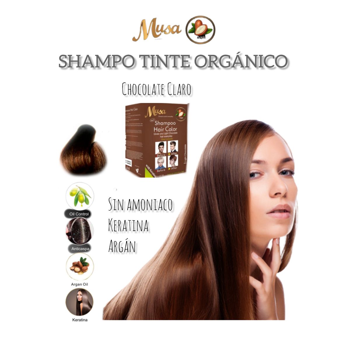 MUSA ACCESORIOS - 10 TINTE SHAMPOO CHOCOLATE CLARO MUSA