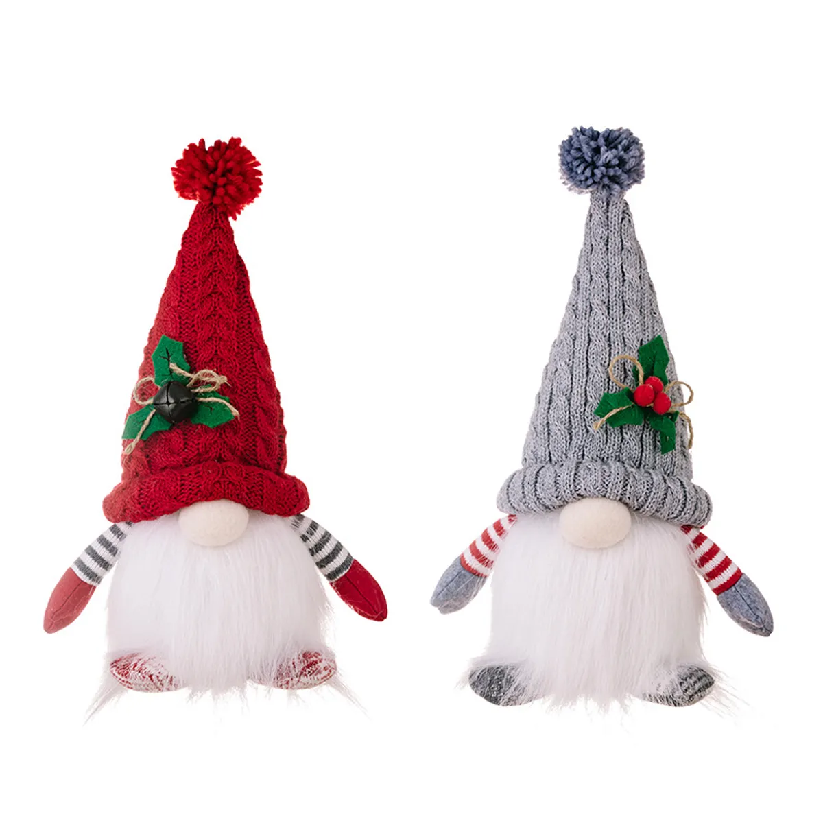 GENERICO - MUÑECOS GNOMOS NAVIDEÑO DECORATIVO CON LUZ GORRO ROJO GRIS PAR