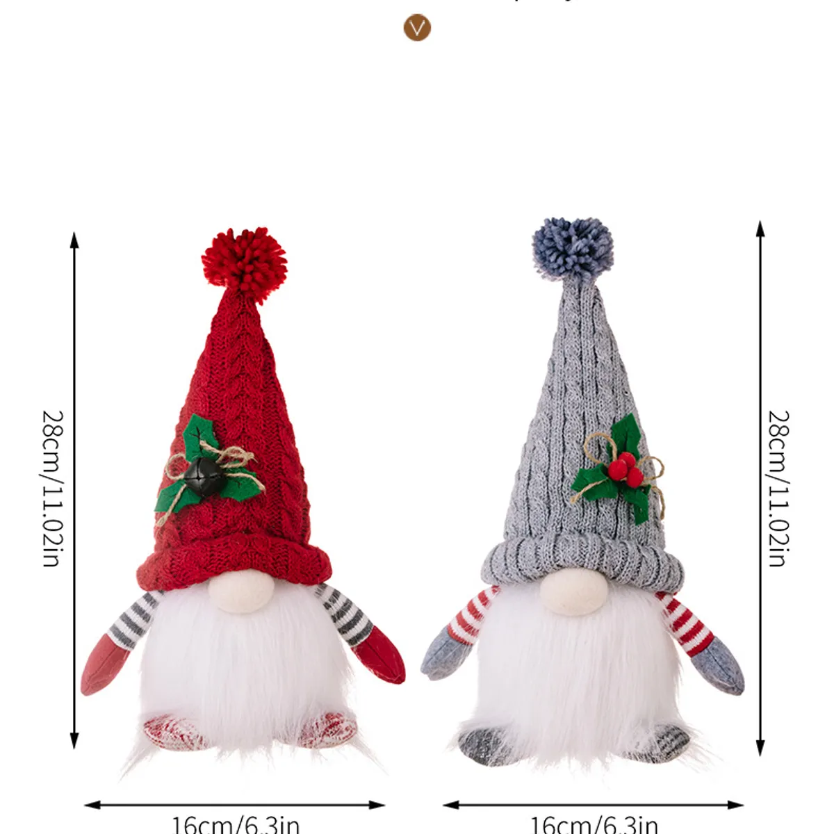 GENERICO - MUÑECOS GNOMOS NAVIDEÑO DECORATIVO CON LUZ GORRO ROJO GRIS PAR