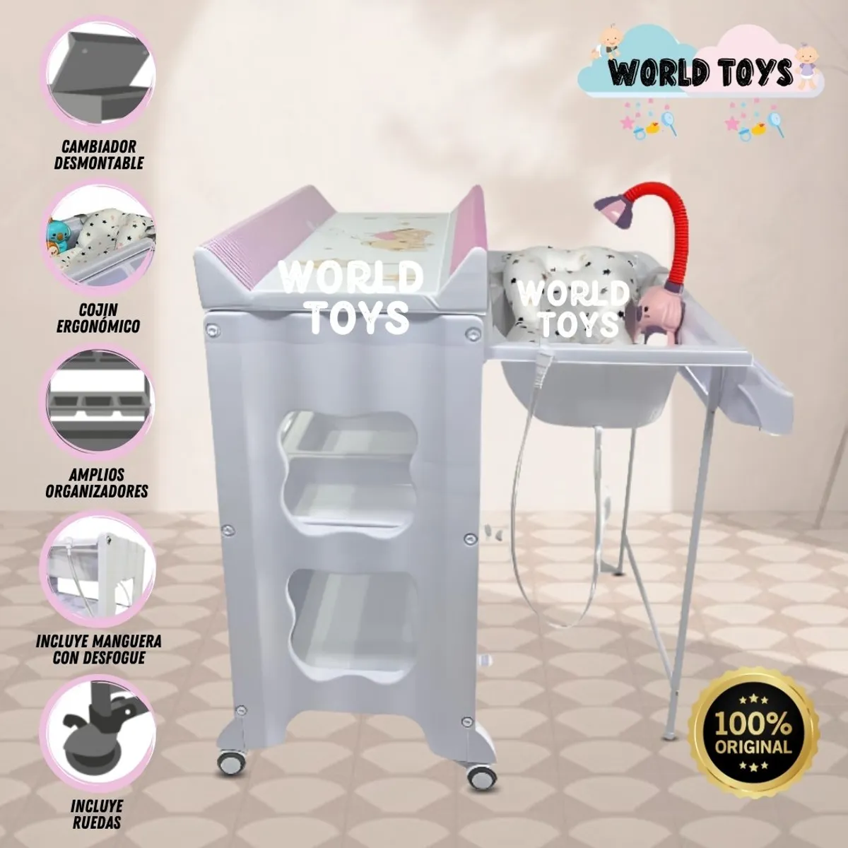 BABY - Bañera Cambiador «BAMORY » Edición Limitada  Pink