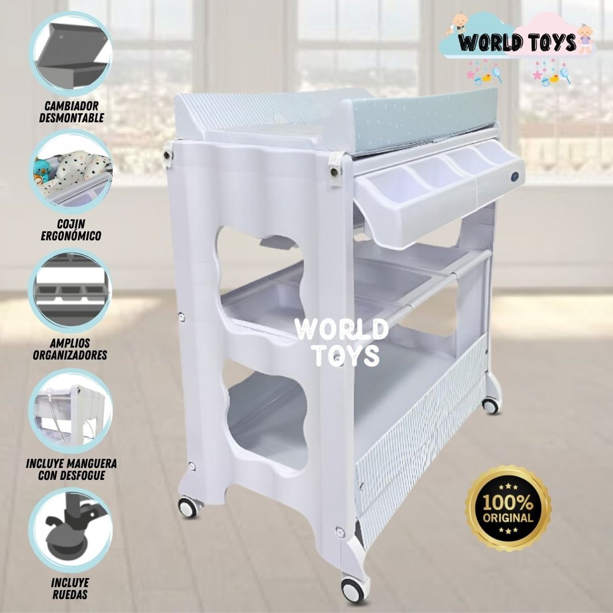 BABY - Bañera Cambiador «CHEIKHOUNA » Edición Limitada Light Blue