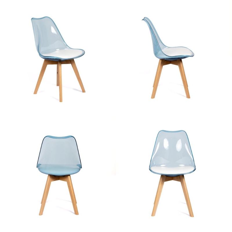 GRUPO CB - Silla Acolchada Modelo Eames Azul Translúcida Pack x4