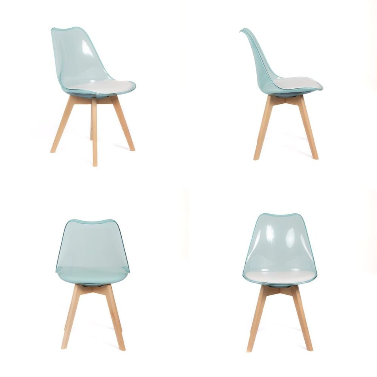 GRUPO CB - Silla Acolchada Modelo Eames Verde Translúcido Pack x4
