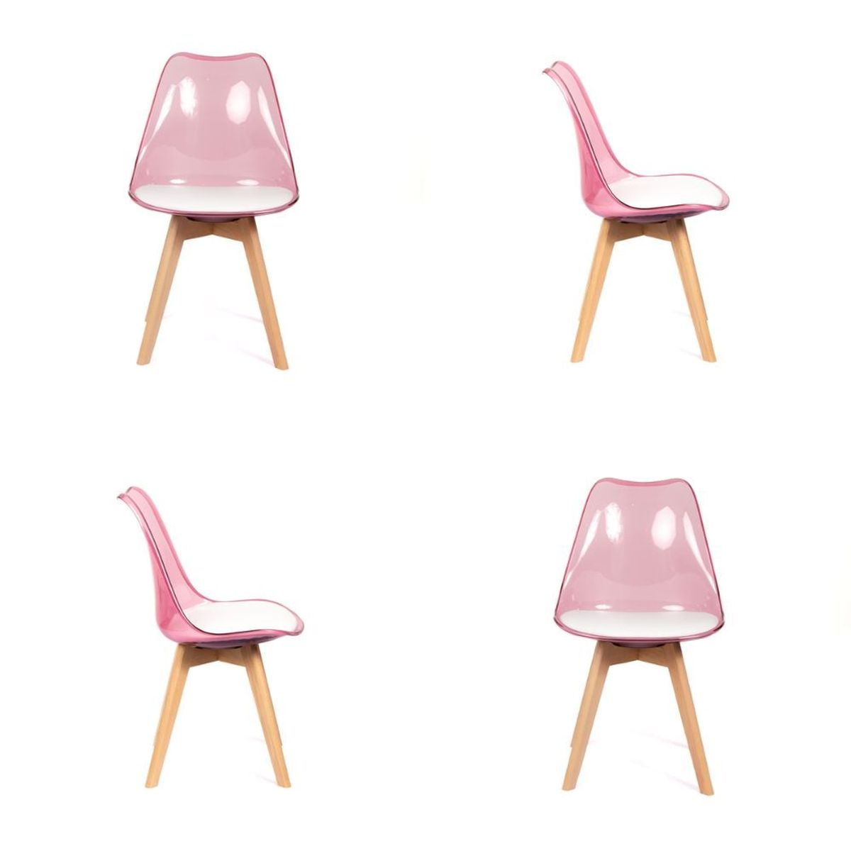 GRUPO CB - Silla Acolchada Modelo Eames Rosa Translúcido Pack x4