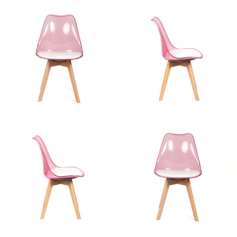 GRUPO CB - Silla Acolchada Modelo Eames Rosa Translúcido Pack x4