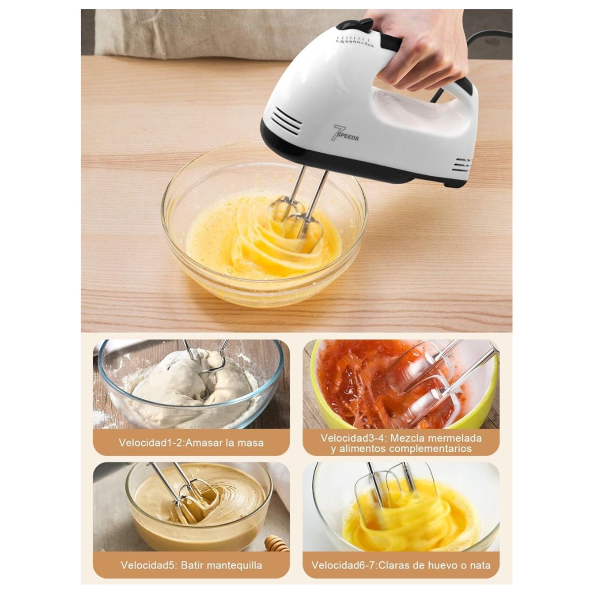 SEISA - Batidoras De Inmersión Mano Electrica 7 Velocidades Sk-133