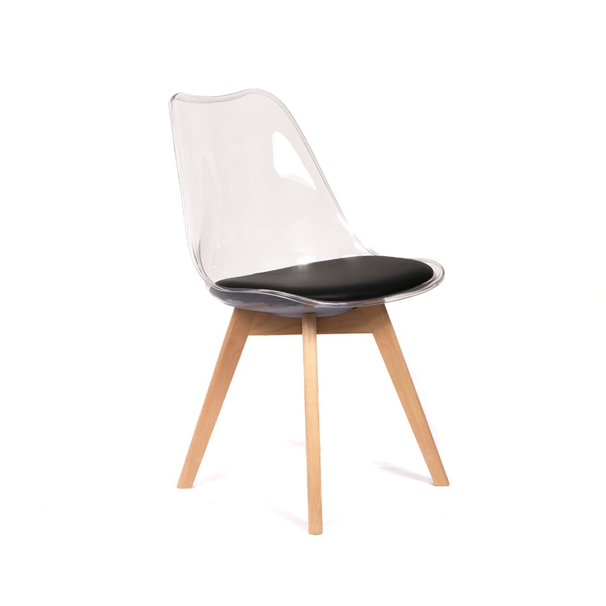 GRUPO CB - Silla Acolchada Modelo Eames Tranparente con Asiento Negro Pack x4