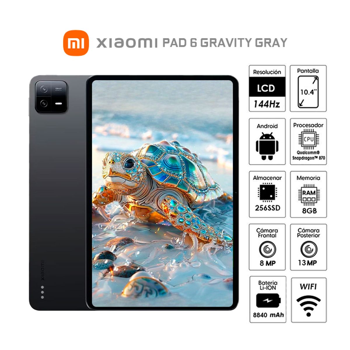 XIAOMI - Tablet Xiaomi Mi Pad 6 8GB 256GB Pantalla 11” Color Gravity Gray 23043RP34G