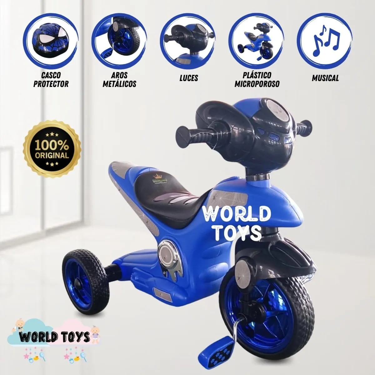 Baby - Trimoto a Pedal para Niños Musical «SERVANN» Blue