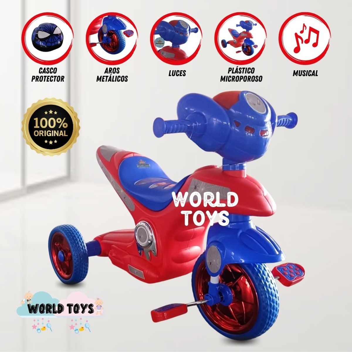 BABY - Trimoto a Pedal para Niños Musical «SERVANN» Red