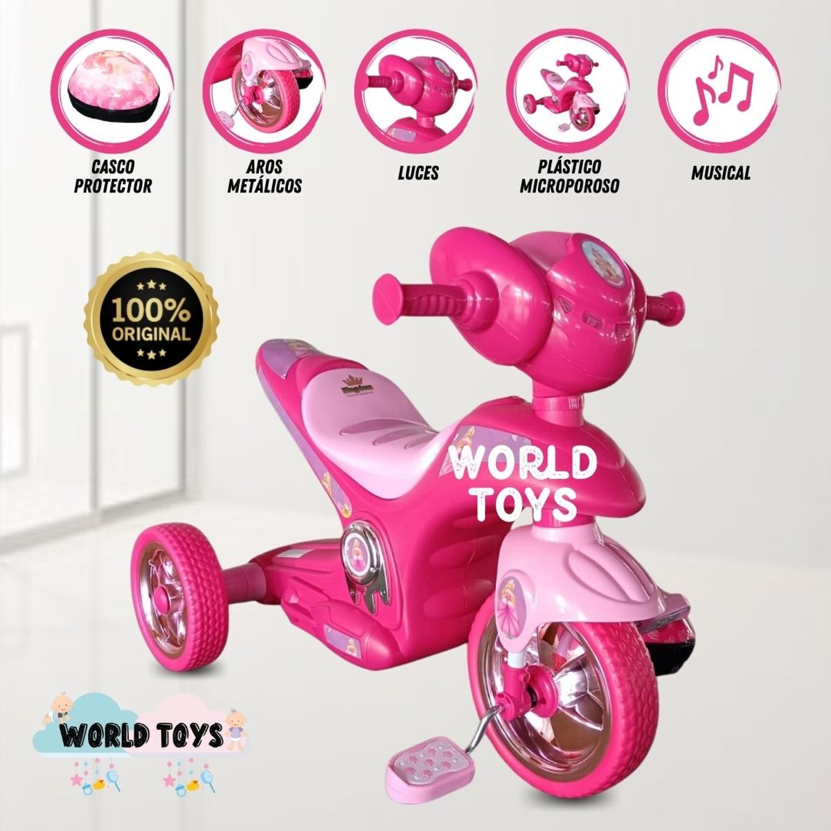 Baby - Trimoto a Pedal para Niños Musical «SERVANN» Pink