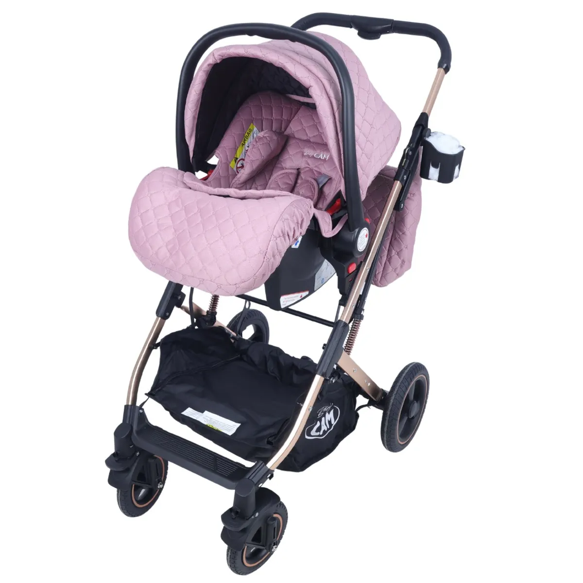 BABY CAM - Coche moises Galaxy aluminio Baby CAM con portabebé y bolso