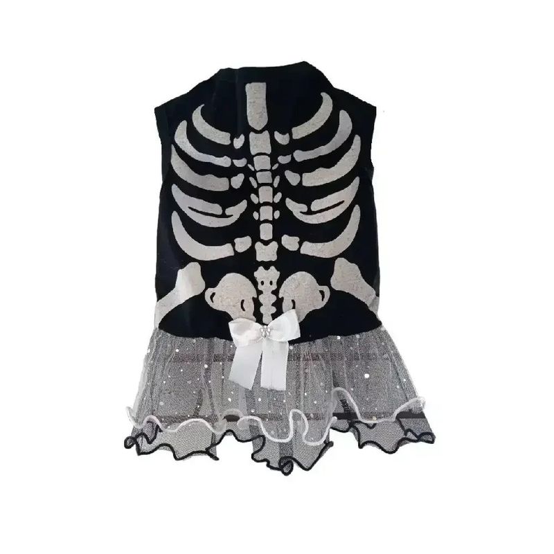 GENERICO - Disfraz Halloween vestido Esqueleto perro y gato Talla 1