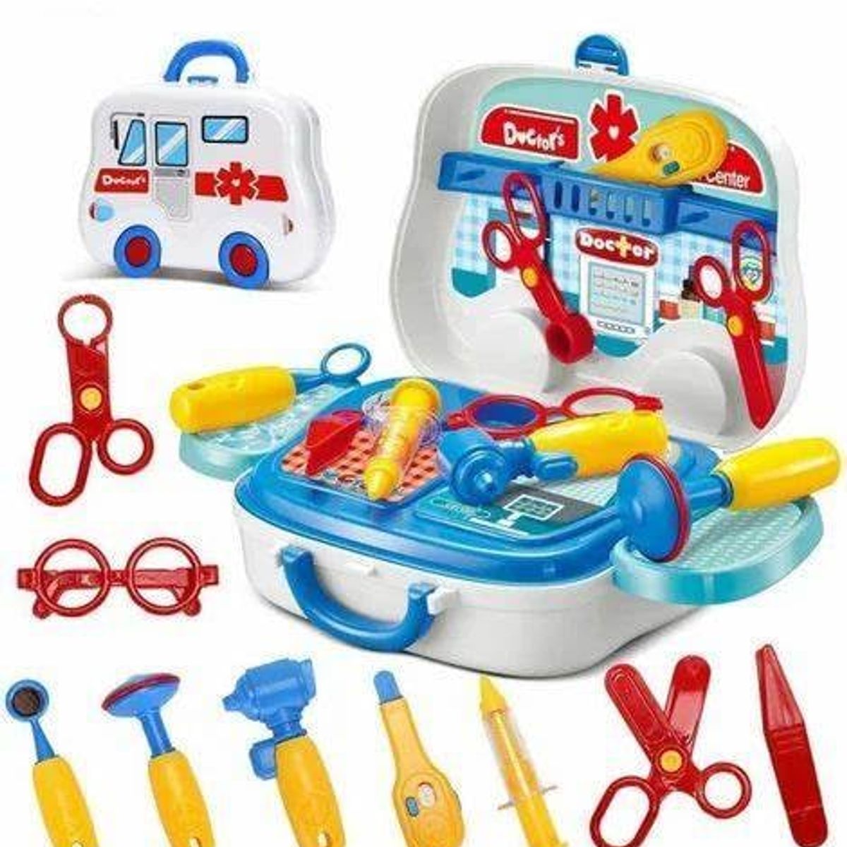 GENERICO - Juego de Doctor en maleta Ambulancia de 14 piezas