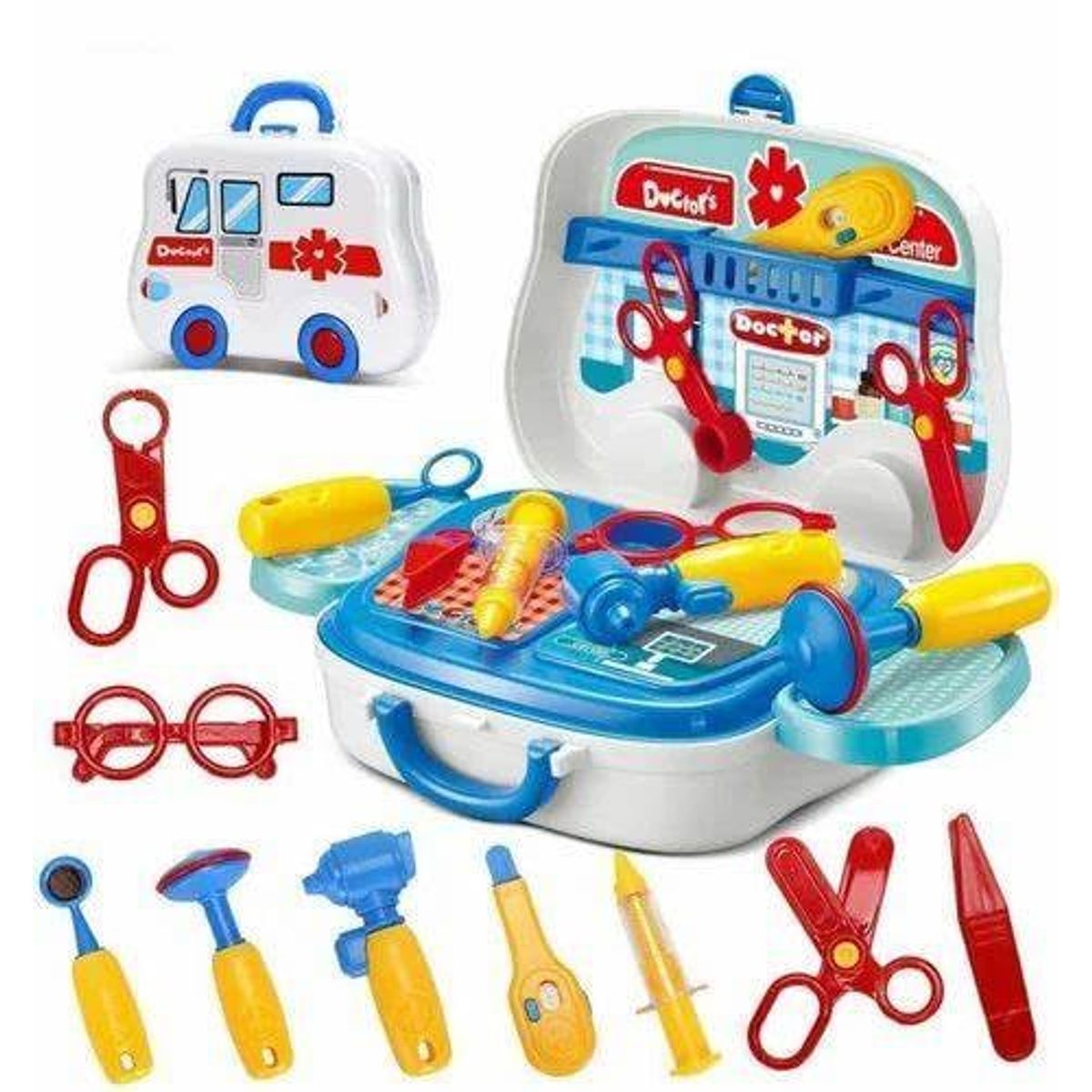 GENERICO - Juego de Doctor en maleta Ambulancia de 14 piezas