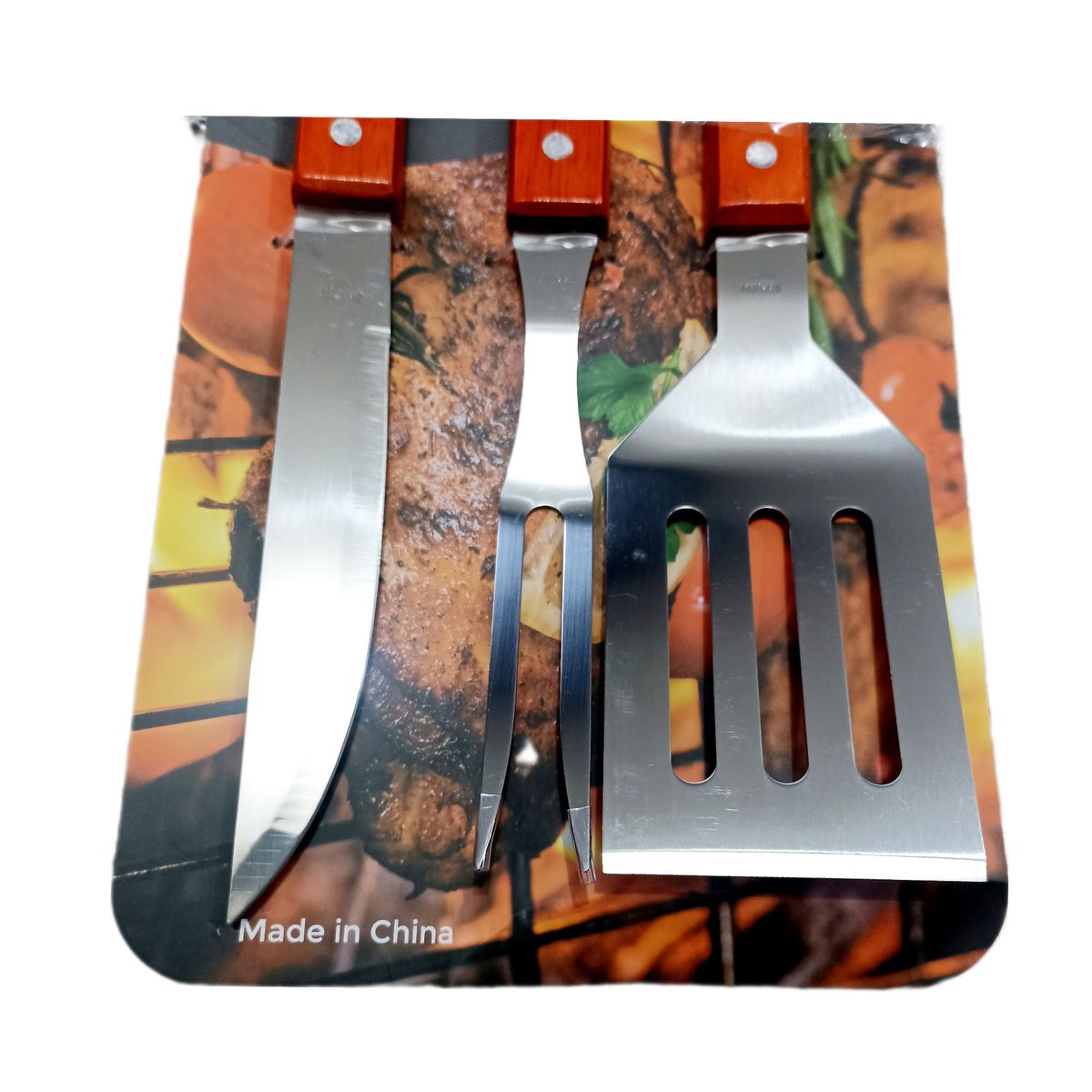 GENERICO - Set Utensilios Parrilla Cuchillo Trinche Espátula