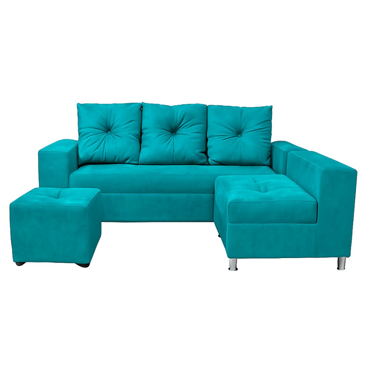GENERICO - Sofá Seccional Minimalista Perú + puff - Turquesa