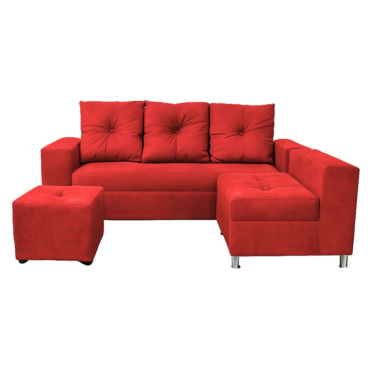 GENERICO - Sofá Seccional Minimalista Perú + Puff de Regalo - Rojo