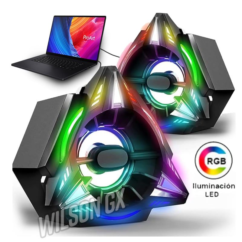GENERICO - Parlante Gamer con Luces RGB para PC y Laptop USB