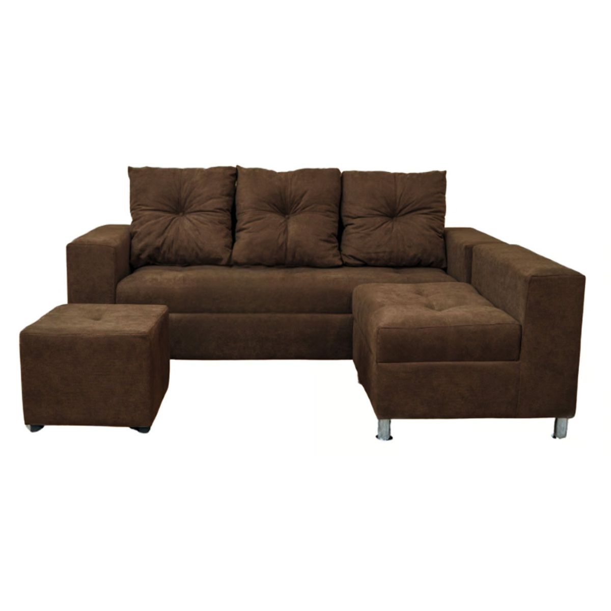 GENERICO - Sofá Seccional Minimalista Perú + Puff de Regalo - Marrón