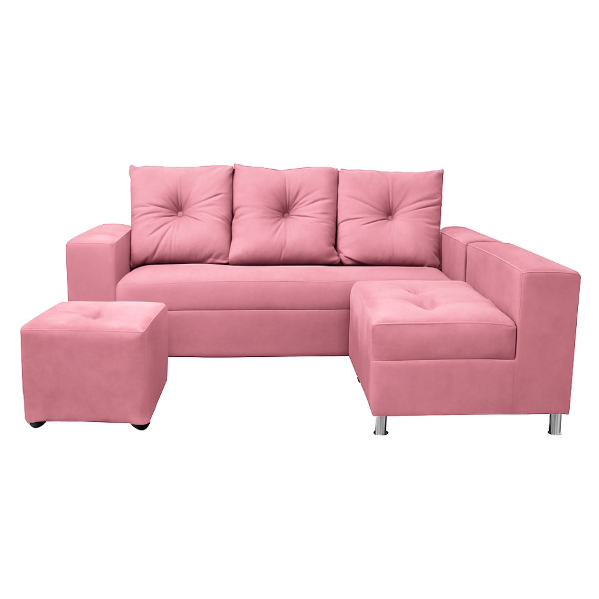 GENERICO - Sofá Seccional Minimalista Perú + Puff de Regalo - Rosado