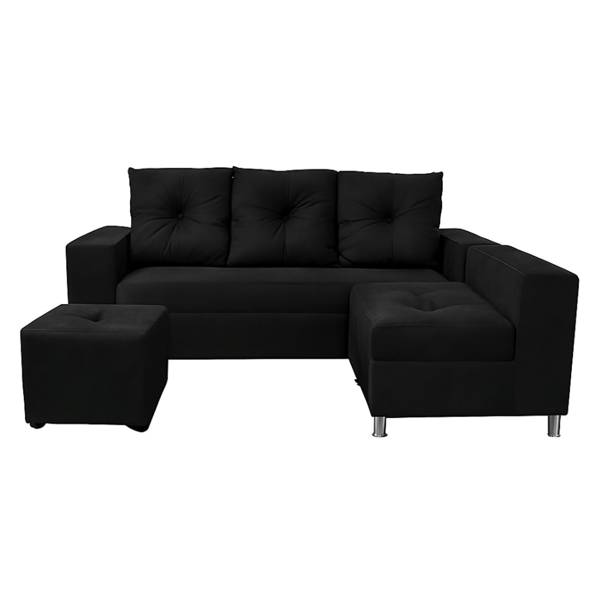 GENERICO - Sofá Seccional Minimalista Perú + Puff de Regalo - Negro