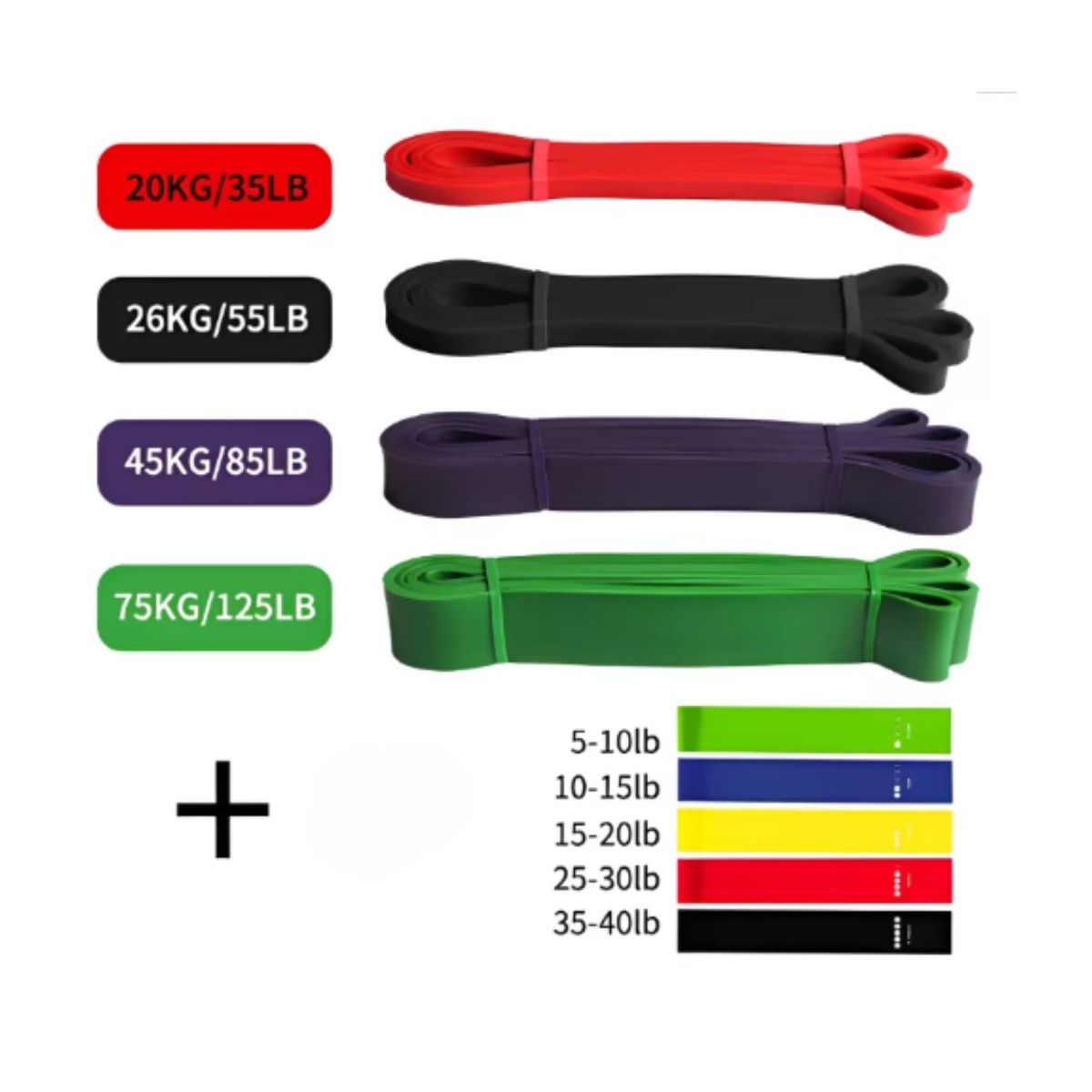 GENERICO - Set Banda de Resistencia Crossfit de látex x4 Fitness