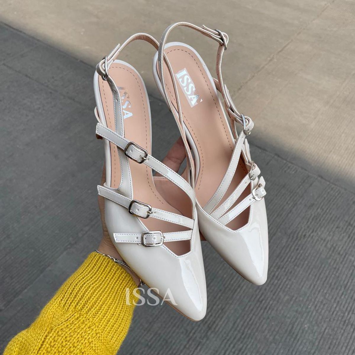 GENERICO - ESTILETOS GIA EN TACO 7 HUESO CHAROL