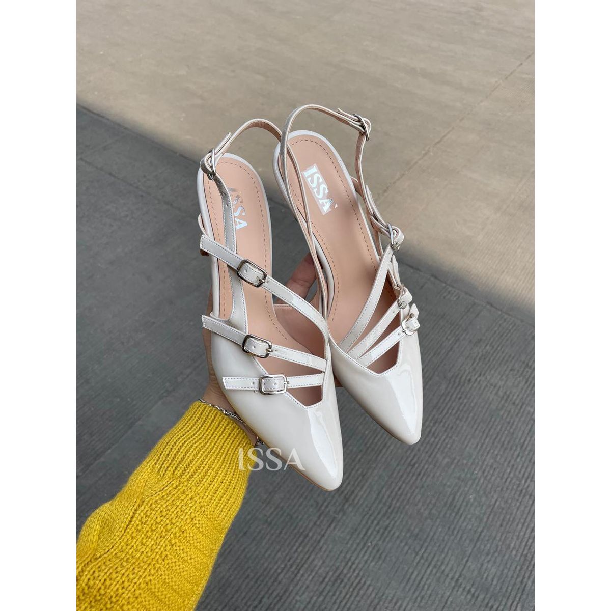 GENERICO - ESTILETOS GIA EN TACO 7 HUESO CHAROL