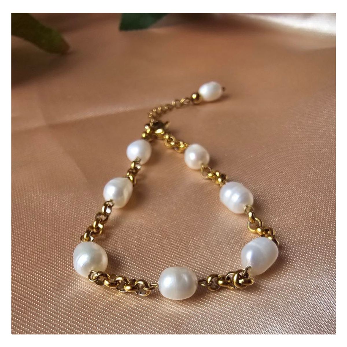 GENERICO - PULSERA DE PERLAS DE RIO NATURAL - PIEZA HECHA A MANO