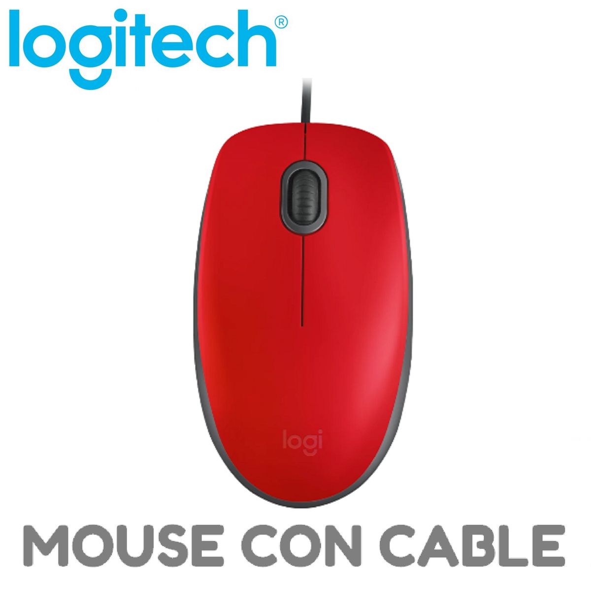 LOGITECH - MOUSE LOGITECH M110 SILENCIOSO CON CABLE USB ROJO