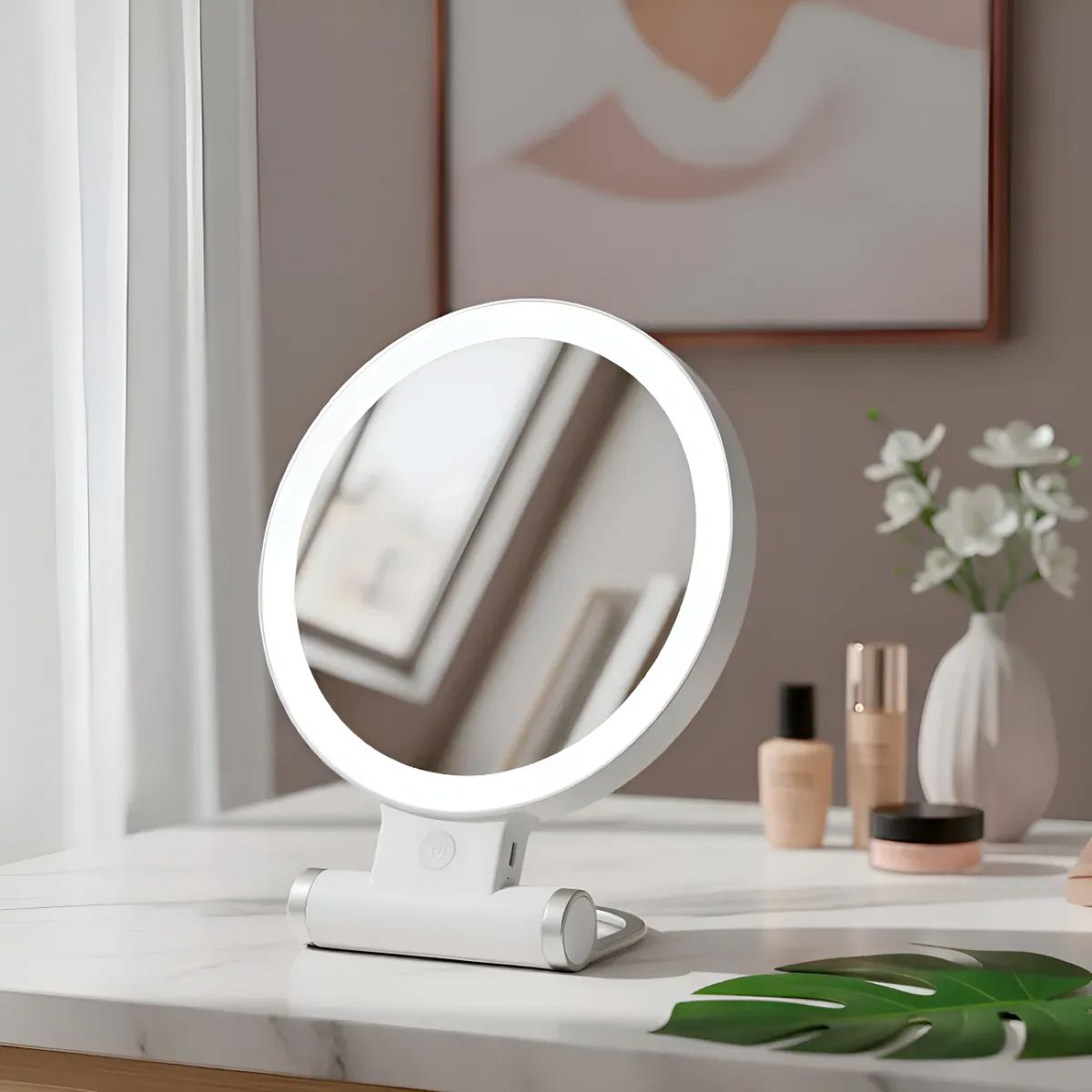 GENERICO - Espejo Portatil de Viaje Ajustable con Aumento de Doble Cara 1X 10X