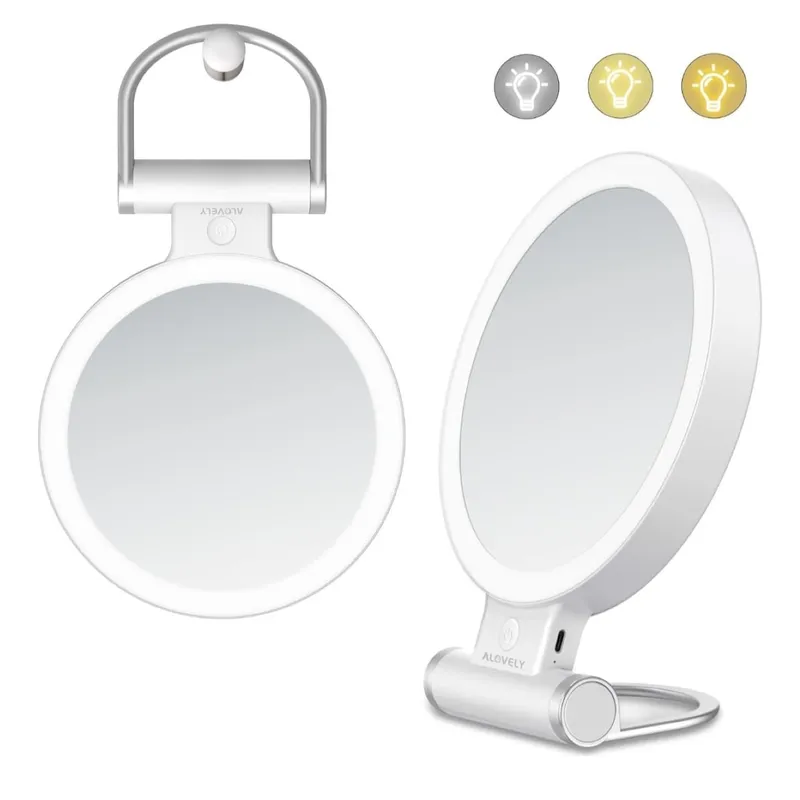 GENERICO - Espejo Portatil de Viaje Ajustable con Aumento de Doble Cara 1X 10X