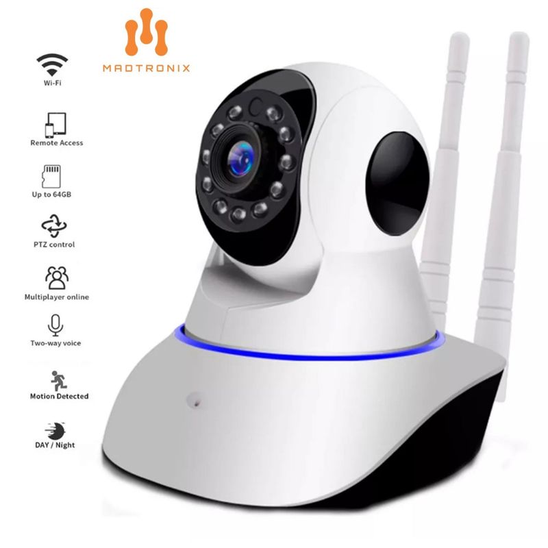 MADTRONIX - Cámara de Seguridad 360º 3 Antenas 1080P WiFi Inteligente