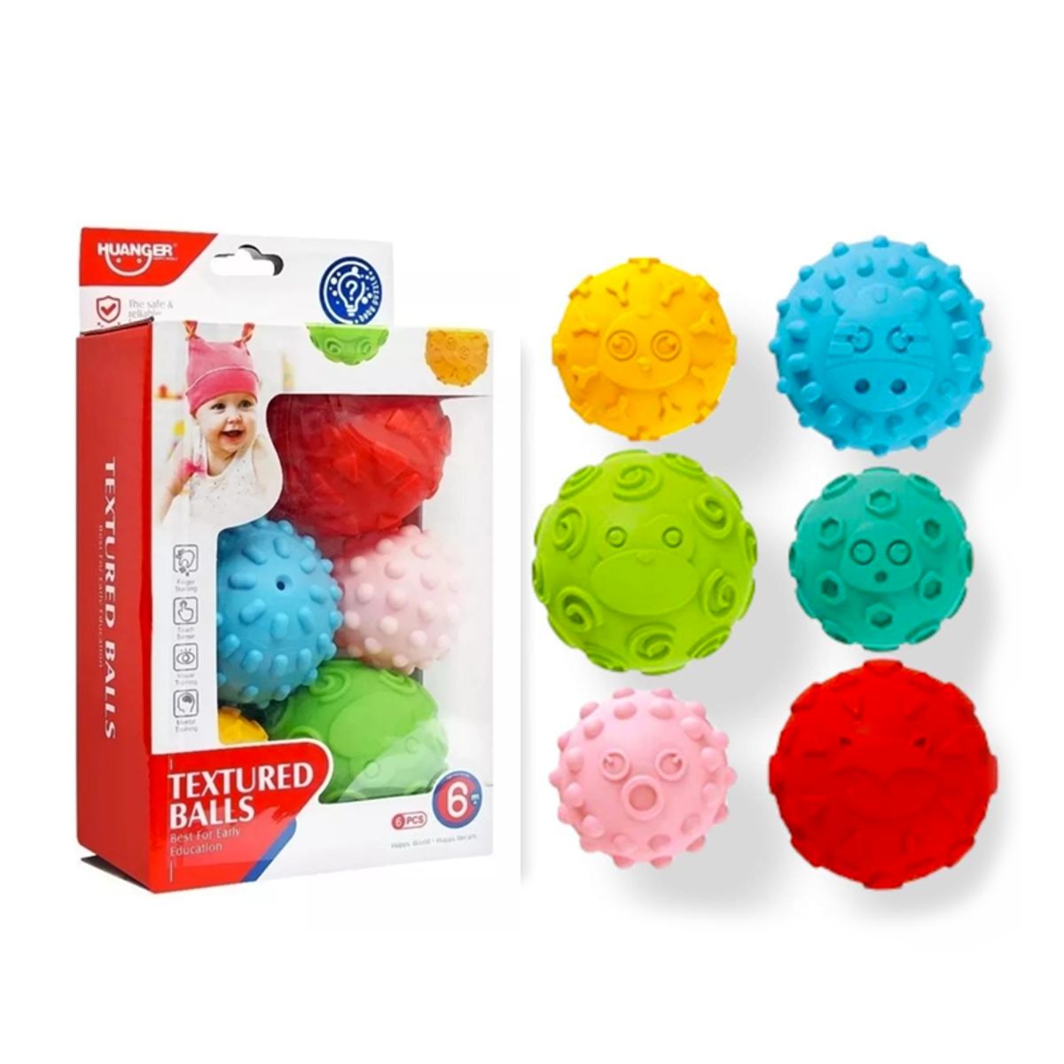 GENERICO - Set 6 Pelotas Sensoriales Texturas Para Bebé