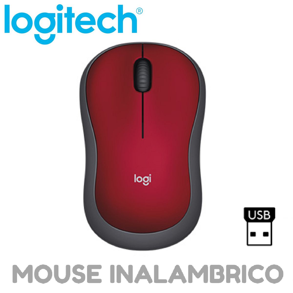 LOGITECH - MOUSE LOGITECH M185 INALAMBRICO ROJO