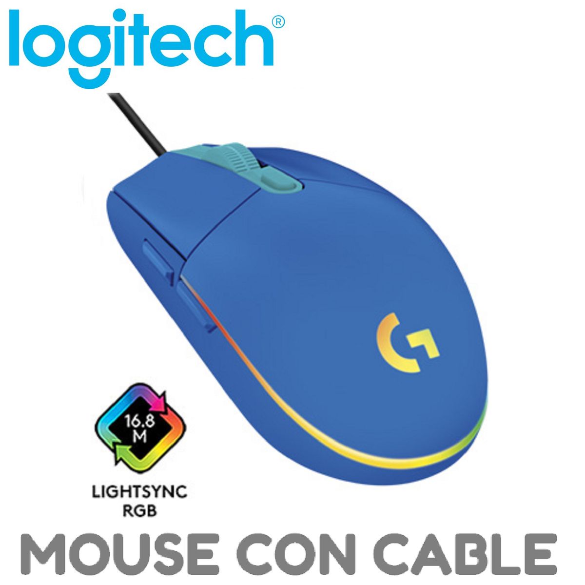 LOGITECH - MOUSE LOGITECH G203 LIGHTSYNC OPTICAL 8000 DPI RGB AZUL