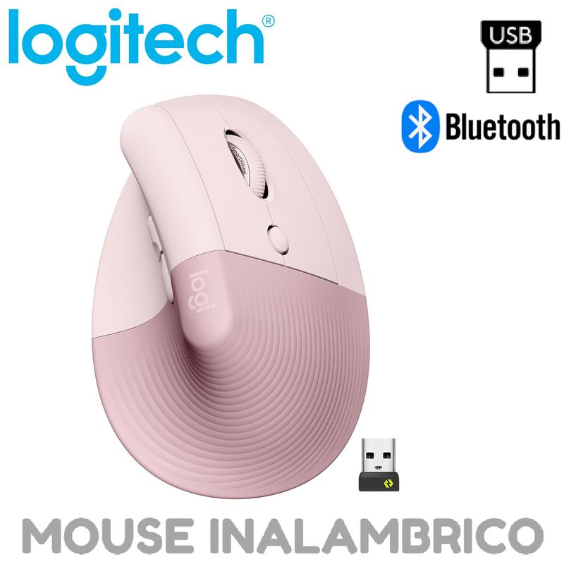 LOGITECH - MOUSE LOGITECH LIFT VERTICAL INALAMBRICOBLUETOOTH ROSADO