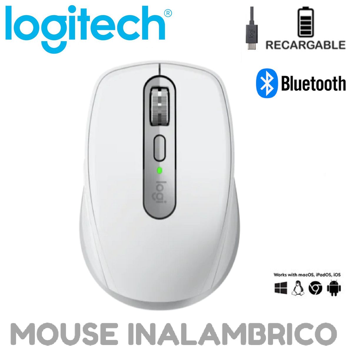 LOGITECH - MOUSE LOGITECH MX ANYWHERE 3S BLUETOOTH e INALAMBRICO 8K USB-C GRIS