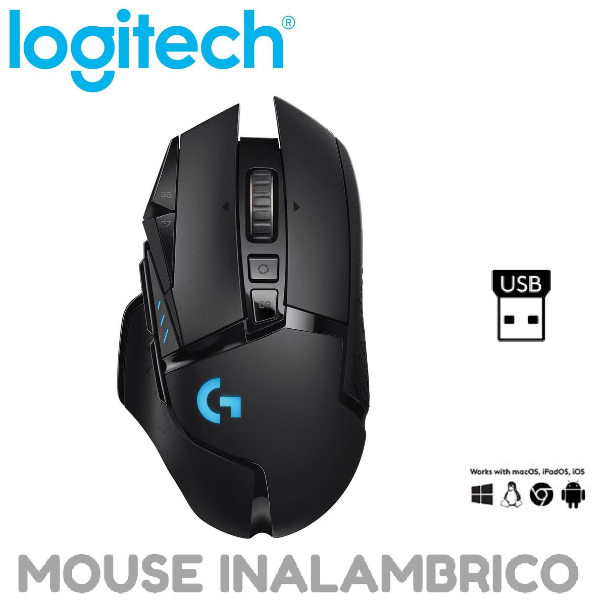 LOGITECH - MOUSE LOGITECH G502 LIGTHSPEED INALAMBRICO NEGRO
