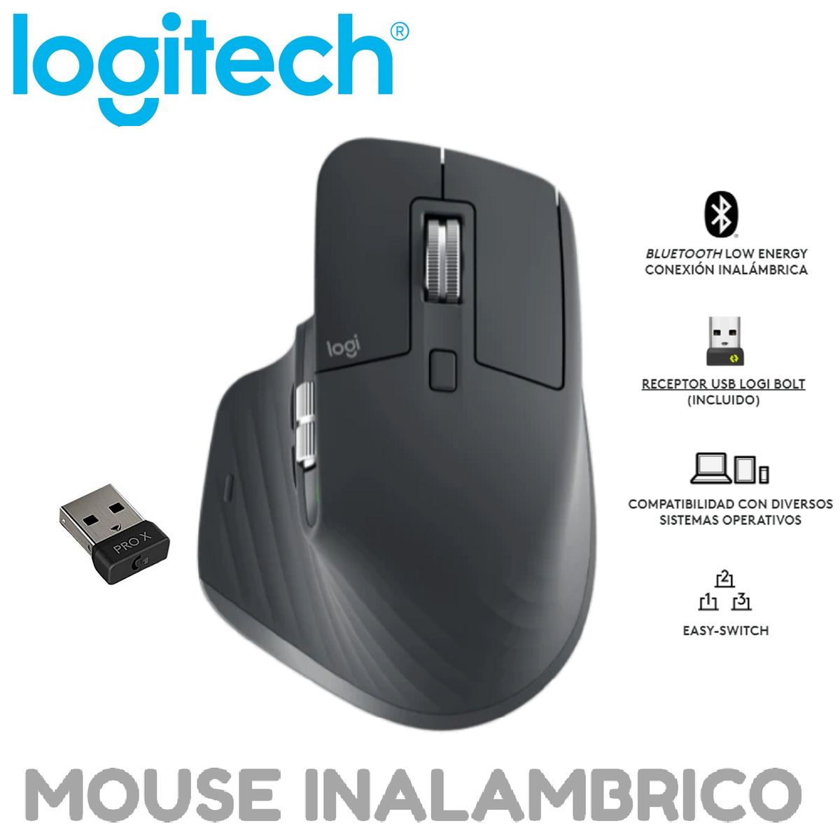 LOGITECH - MOUSE LOGITECH MX MASTER 3S INALAMBRICO y BLUETOOTH 8K USB-C GRAPHITE