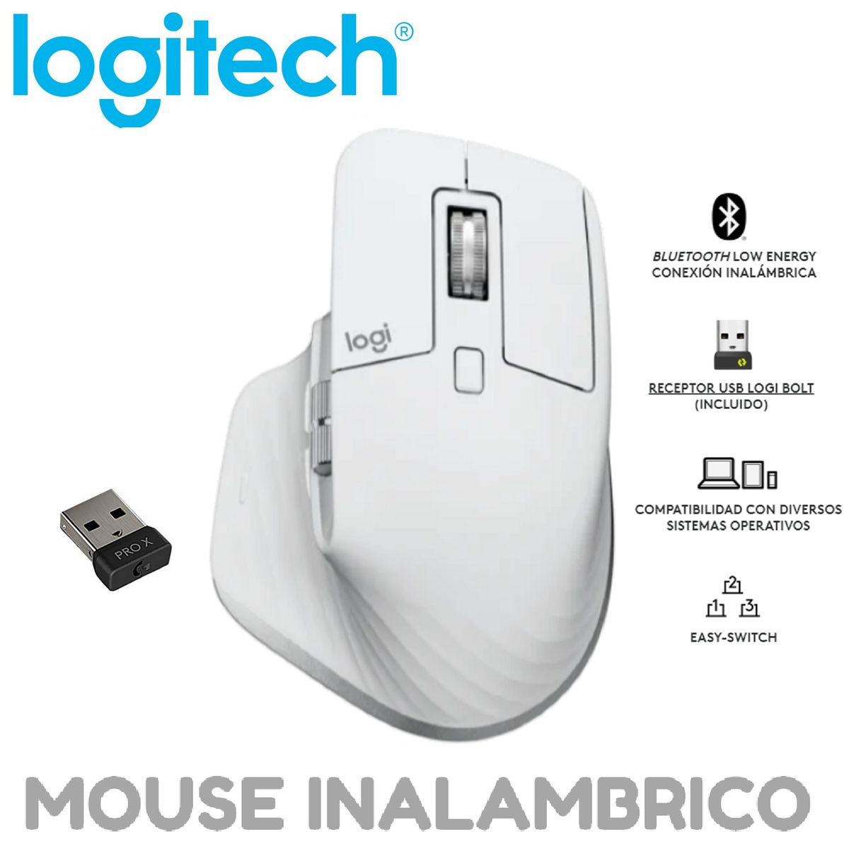 LOGITECH - MOUSE LOGITECH MX MASTER 3S INALAMBRICO y BLUETOOTH 8K USB-C GRIS