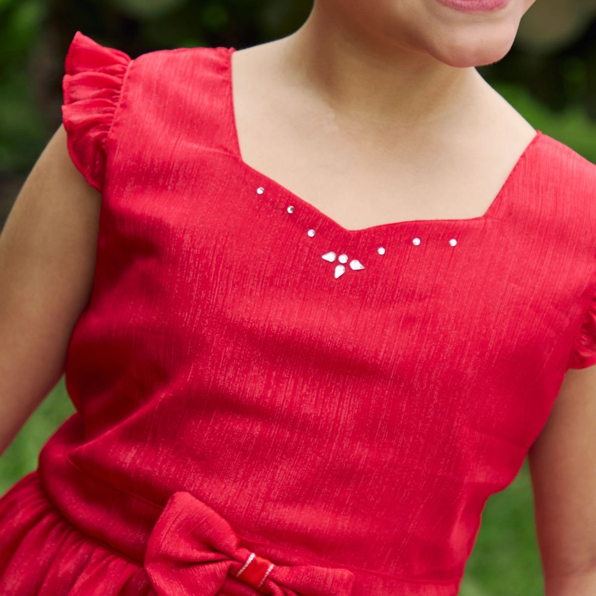 KIDS MASHMELO - Vestido de Gasa con Lazo al Centro para Niña - Kids Mahmelo