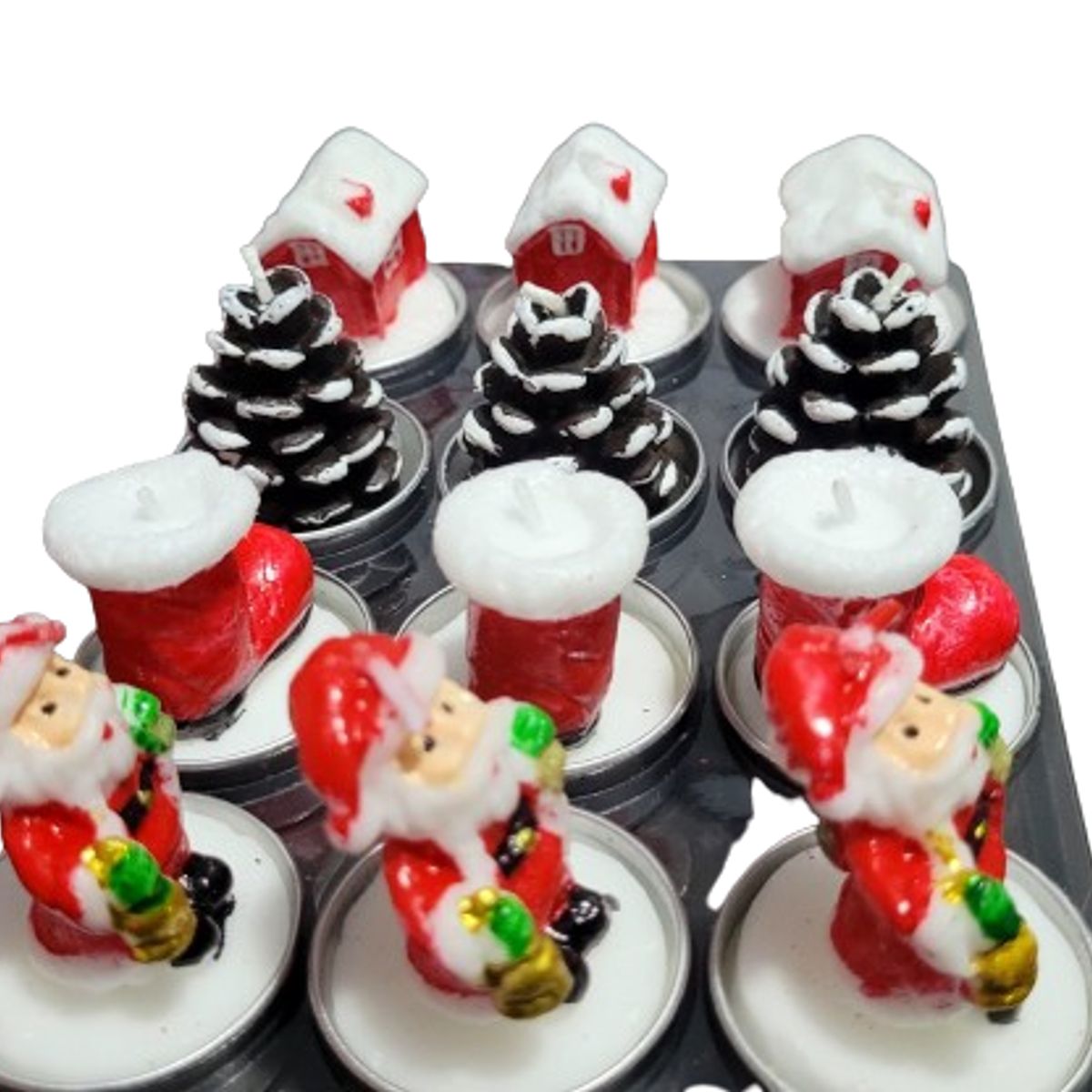 GENERICO - 12 Velas de navidad, 4 diseños