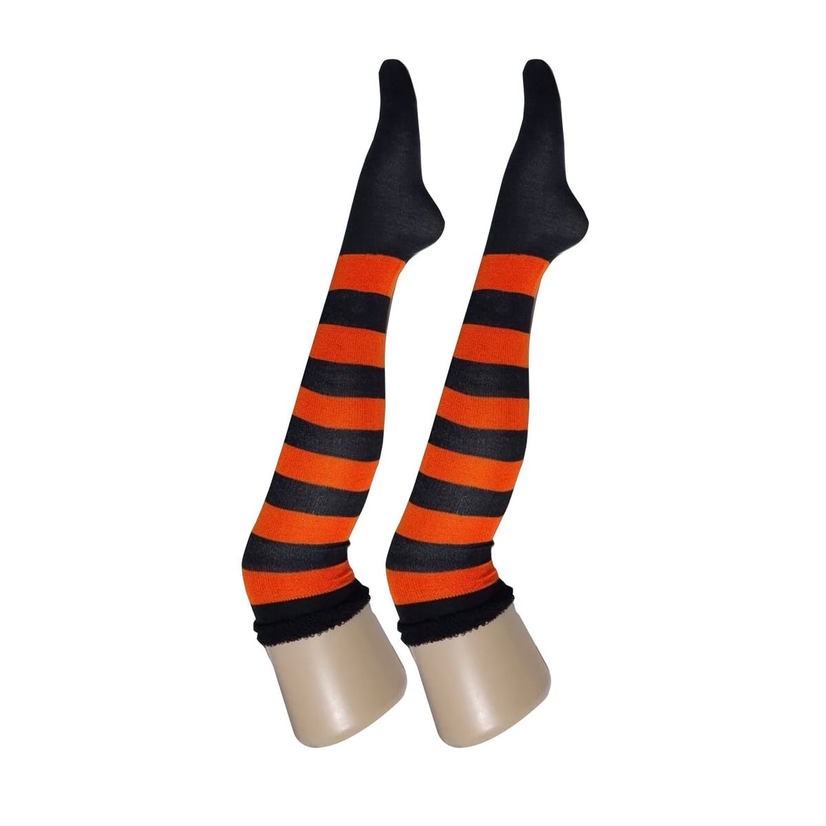 WHITE - Medias Rayas Negro y anaranjado halloween disfraz