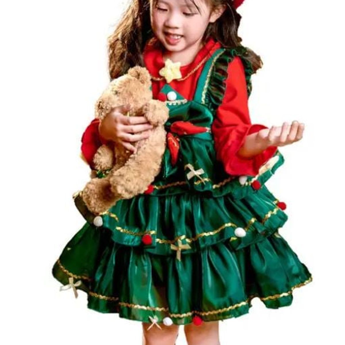 GENERICO - DISFRAZ VESTIDO DE TIRAS CAPAS TUTU NAVIDAD 1 A 2 AÑOS SIN ACCESORIOS