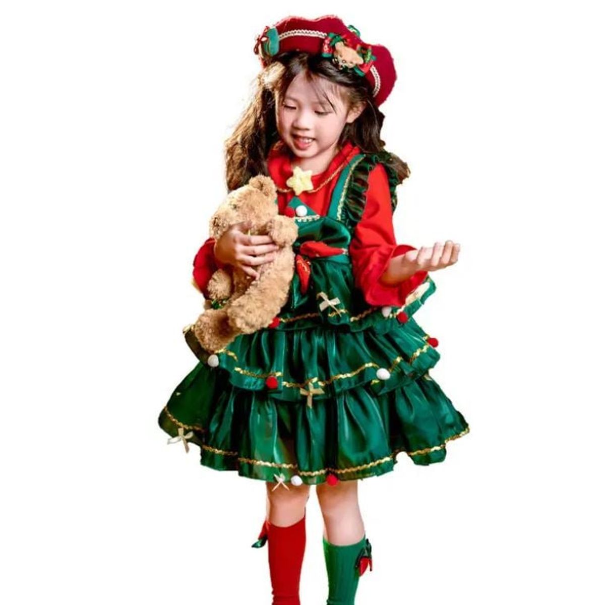 GENERICO - DISFRAZ VESTIDO DE TIRAS CAPAS TUTU NAVIDAD 3 A 4 AÑOS SIN ACCESORIOS