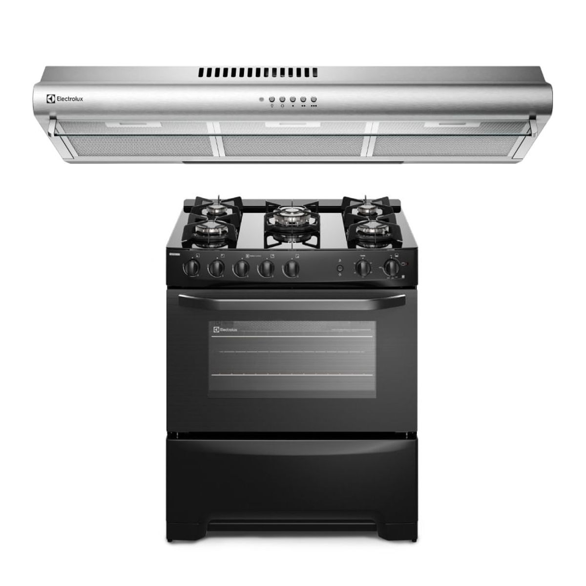 ELECTROLUX - Combo: Cocina Freestanding Gas 5 Quemadores FE5GPR + Campana Extractora 80cm EJSE302TBJS Electrolux