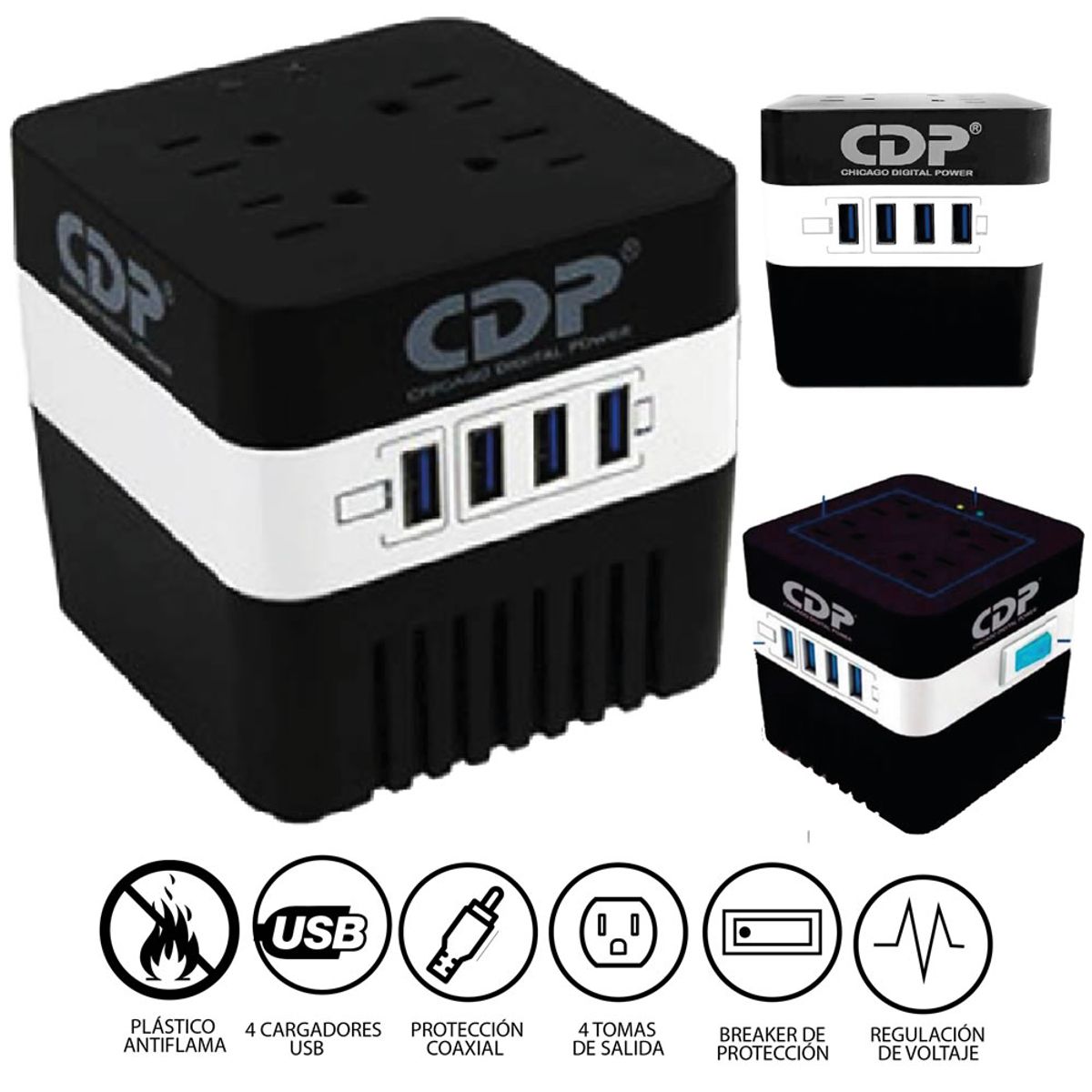 CDP - ESTABILIZADOR CDP RU-AVR604I 600VA/300W 4 SALIDAS 4 PORT USB