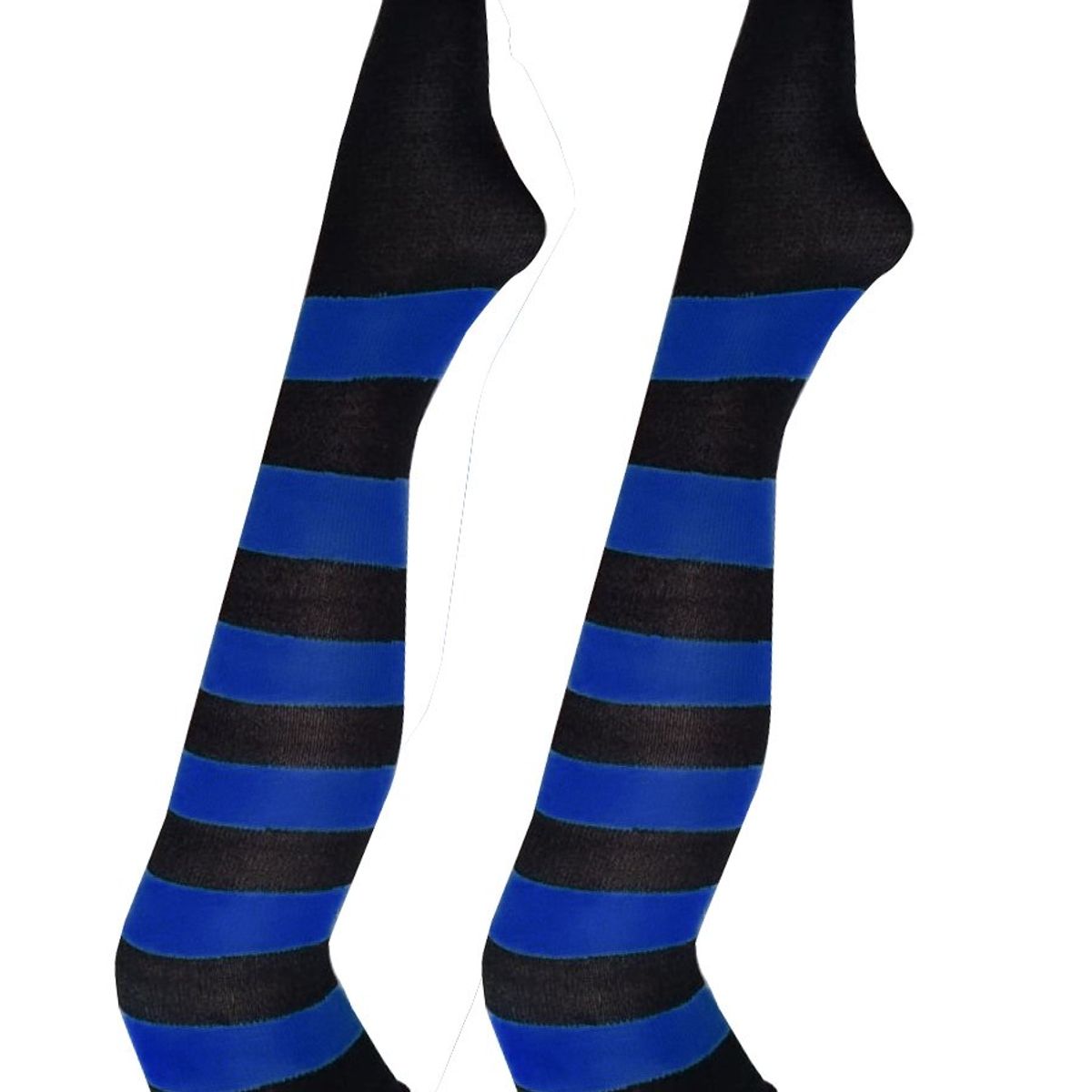 WHITE - Medias Rayas Negro y azul largas halloween disfraz_.